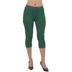 Eden Green & White - Lightweight Velour Capri Leggings  by FashionLane