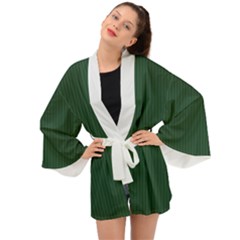 Eden Green & White - Long Sleeve Kimono by FashionLane