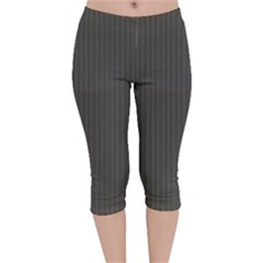 Beluga Grey & White - Velvet Capri Leggings  by FashionLane