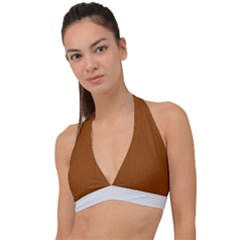 Rusty Orange & White - Halter Plunge Bikini Top by FashionLane