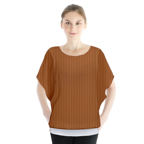 Rusty Orange & White - Batwing Chiffon Blouse by FashionLane