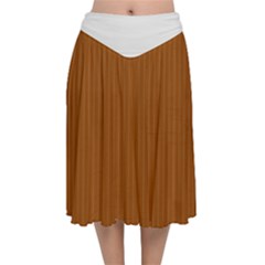 Rusty Orange & White - Velvet Flared Midi Skirt by FashionLane