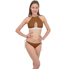 Rusty Orange & White - Cross Front Halter Bikini Set by FashionLane