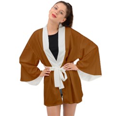 Rusty Orange & White - Long Sleeve Kimono by FashionLane