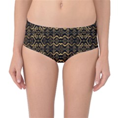 Luxury Golden Oriental Ornate Pattern Mid-waist Bikini Bottoms by dflcprintsclothing