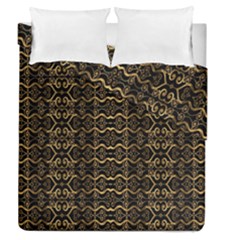 Luxury Golden Oriental Ornate Pattern Duvet Cover Double Side (queen Size) by dflcprintsclothing