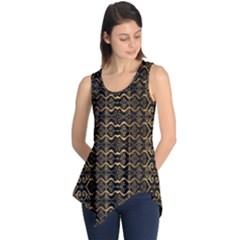 Luxury Golden Oriental Ornate Pattern Sleeveless Tunic by dflcprintsclothing