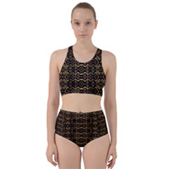 Luxury Golden Oriental Ornate Pattern Racer Back Bikini Set by dflcprintsclothing