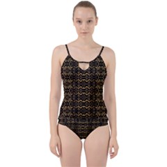 Luxury Golden Oriental Ornate Pattern Cut Out Top Tankini Set by dflcprintsclothing