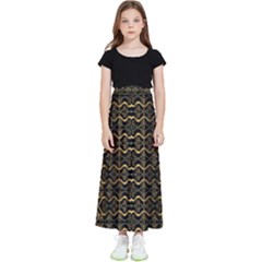 Luxury Golden Oriental Ornate Pattern Kids  Skirt by dflcprintsclothing