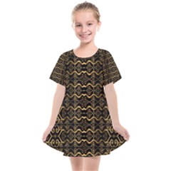 Luxury Golden Oriental Ornate Pattern Kids  Smock Dress