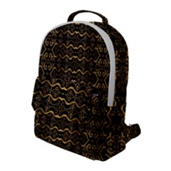 Luxury Golden Oriental Ornate Pattern Flap Pocket Backpack (large)