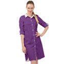 Eminence Purple & White - Long Sleeve Mini Shirt Dress View1