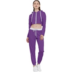 Eminence Purple & White - Cropped Zip Up Lounge Set by FashionLane