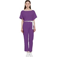 Eminence Purple & White - Batwing Lightweight Jumpsuit by FashionLane