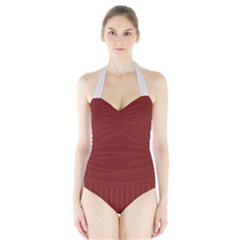 Berry Red & White - Halter Swimsuit by FashionLane