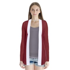 Berry Red & White - Drape Collar Cardigan by FashionLane