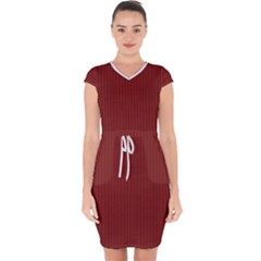 Berry Red & White - Capsleeve Drawstring Dress  by FashionLane