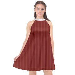 Berry Red & White - Halter Neckline Chiffon Dress  by FashionLane