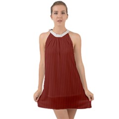 Berry Red & White - Halter Tie Back Chiffon Dress by FashionLane