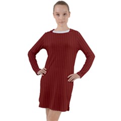 Berry Red & White - Long Sleeve Hoodie Dress by FashionLane