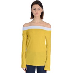 Dandelion Yellow & White - Off Shoulder Long Sleeve Top by FashionLane