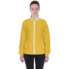 Dandelion Yellow & White - Women s High Neck Windbreaker by FashionLane