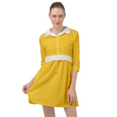 Dandelion Yellow & White - Mini Skater Shirt Dress by FashionLane