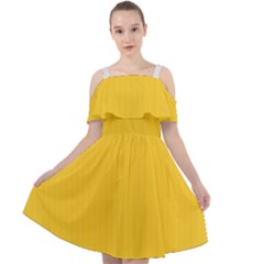 Dandelion Yellow & White - Cut Out Shoulders Chiffon Dress by FashionLane