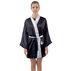 Onyx Black & White - Long Sleeve Satin Kimono by FashionLane