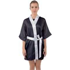 Onyx Black & White - Half Sleeve Satin Kimono  by FashionLane