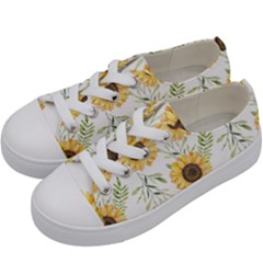 Watercolor Sunflower Kids  Low Top Canvas Sneakers by Gingerly