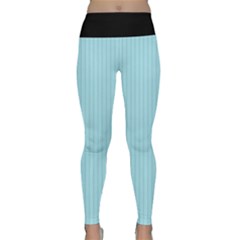 Blizzard Blue & Black - Lightweight Velour Classic Yoga Leggings by FashionLane