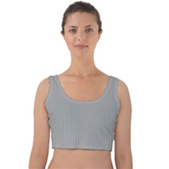 Chalice Silver Grey & Black - Velvet Crop Top by FashionLane