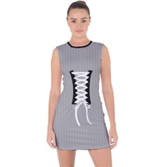 Chalice Silver Grey & Black - Lace Up Front Bodycon Dress by FashionLane