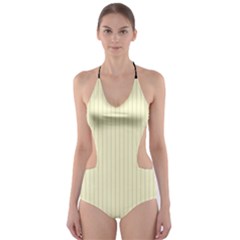 Creamy Yellow & Black - Cut-out One Piece Swimsuit by FashionLane