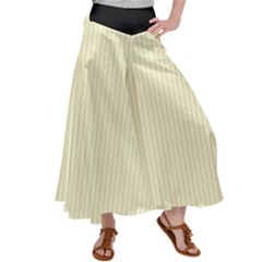 Creamy Yellow & Black - Satin Palazzo Pants by FashionLane