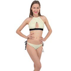 Creamy Yellow & Black - Cross Front Halter Bikini Set by FashionLane