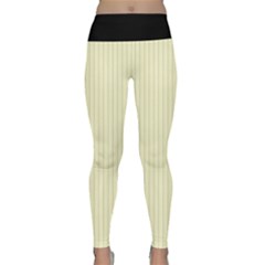 Creamy Yellow & Black - Lightweight Velour Classic Yoga Leggings by FashionLane