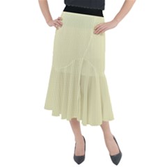 Creamy Yellow & Black - Midi Mermaid Skirt by FashionLane