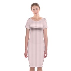 Soft Bubblegum Pink & Black - Classic Short Sleeve Midi Dress