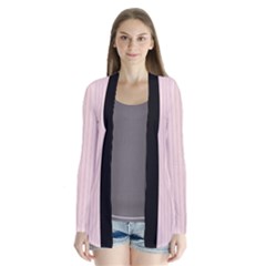 Soft Bubblegum Pink & Black - Drape Collar Cardigan