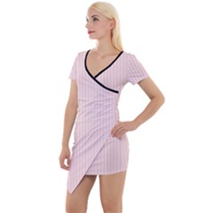 Soft Bubblegum Pink & Black - Short Sleeve Asymmetric Mini Dress