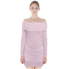 Soft Bubblegum Pink & Black - Long Sleeve Off Shoulder Dress