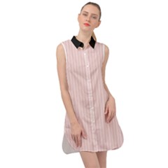 Soft Bubblegum Pink & Black - Sleeveless Shirt Dress