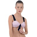 Soft Bubblegum Pink & Black - Front Tie Bikini Top View1