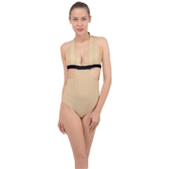 Soybean Orange & Black - Halter Front Plunge Swimsuit by FashionLane