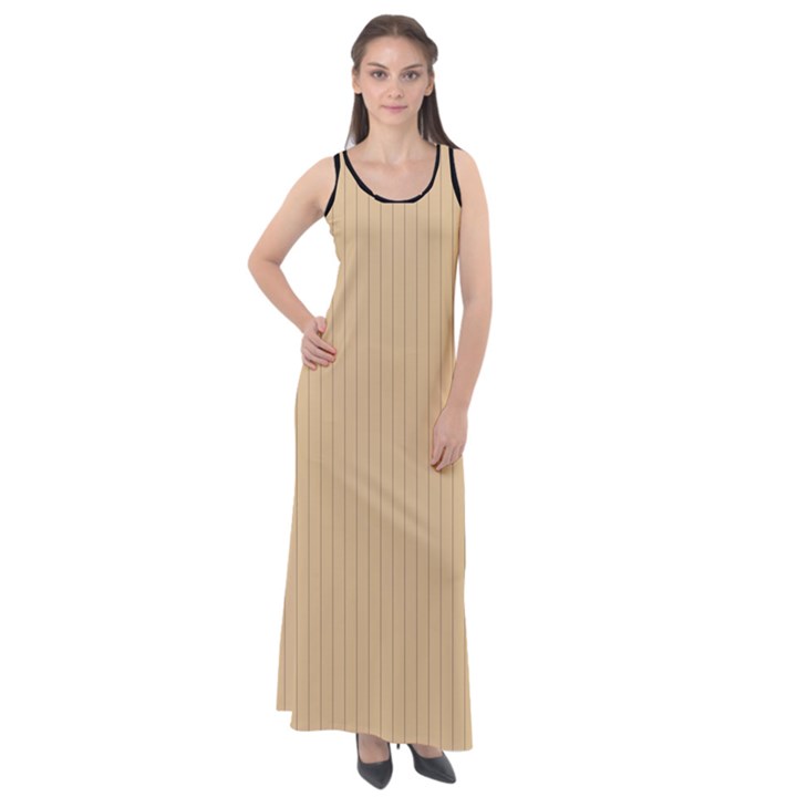 Soybean Orange & Black - Sleeveless Velour Maxi Dress