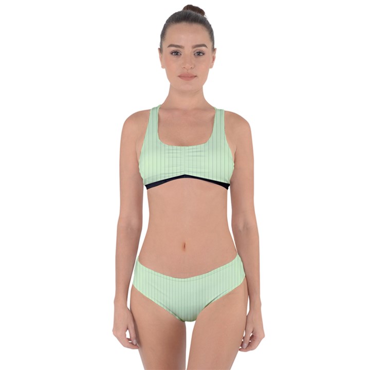 Tea Green & Black - Criss Cross Bikini Set