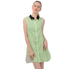 Tea Green & Black - Sleeveless Shirt Dress by FashionLane